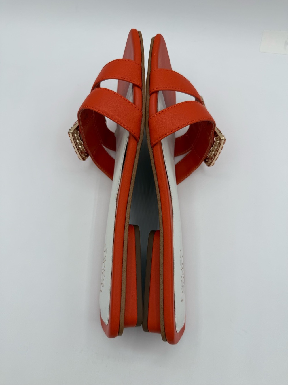 Franco Sarto Nalani Orange Embellished Slide Sandals Square Toe Flat Slip-On - Picture 11 of 17